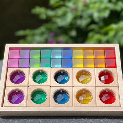 Fidtoy Clear Color Building Cubes – Transparent Acrylic Stacking Blocks for Kids Learning Play