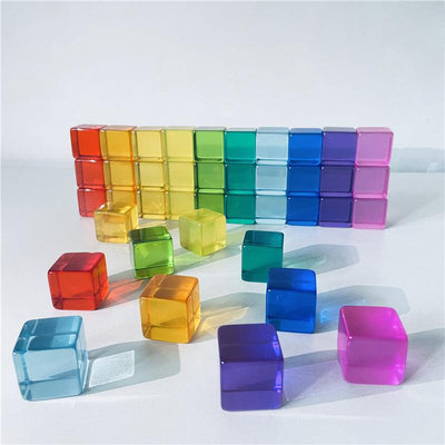 Fidtoy Clear Color Building Cubes – Transparent Acrylic Stacking Blocks for Kids Learning Play