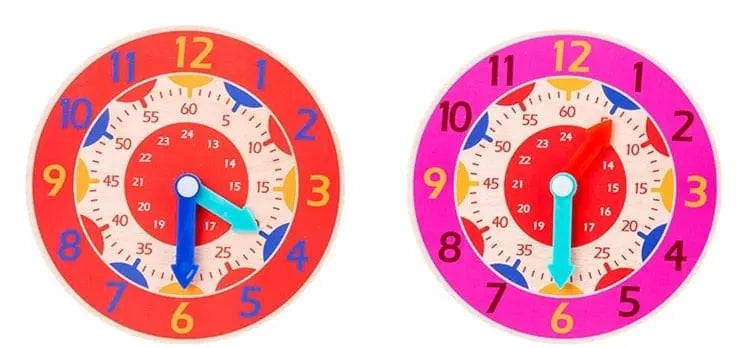 Fidtoy Montessori Wooden Learning Clock – Toddler Educational Toy for Time & Independence