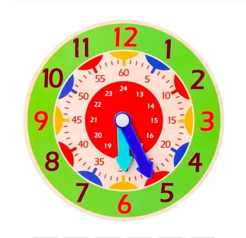 Fidtoy Montessori Wooden Learning Clock – Toddler Educational Toy for Time & Independence