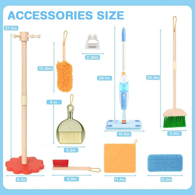 Wooden Toddler Cleaning Set with Real Spray Mop Ages 3–6