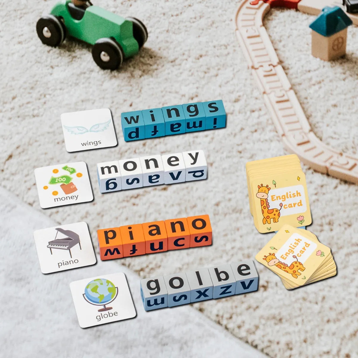 Juego de bloques de madera para deletrear con timbre, de 2 a 4 jugadores - 584