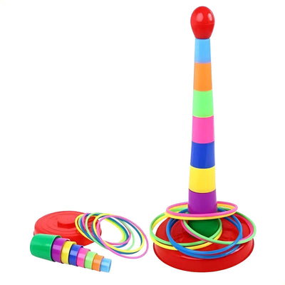 Fidtoy Toss and Catch Ring Game Set – Indoor Outdoor Family Activity Toy