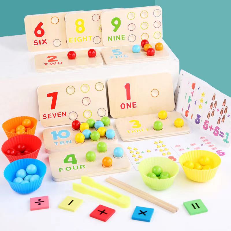 Jeu de Perles en Bois à Compter et Trier - Jouets Éducatifs Montessori