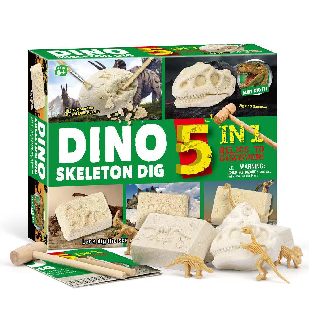 STEM Niños Kit de excavación Tesoro Pirata / Excavación de esqueleto de dinosaurio 5 en 1 - Juguetes de motricidad fina