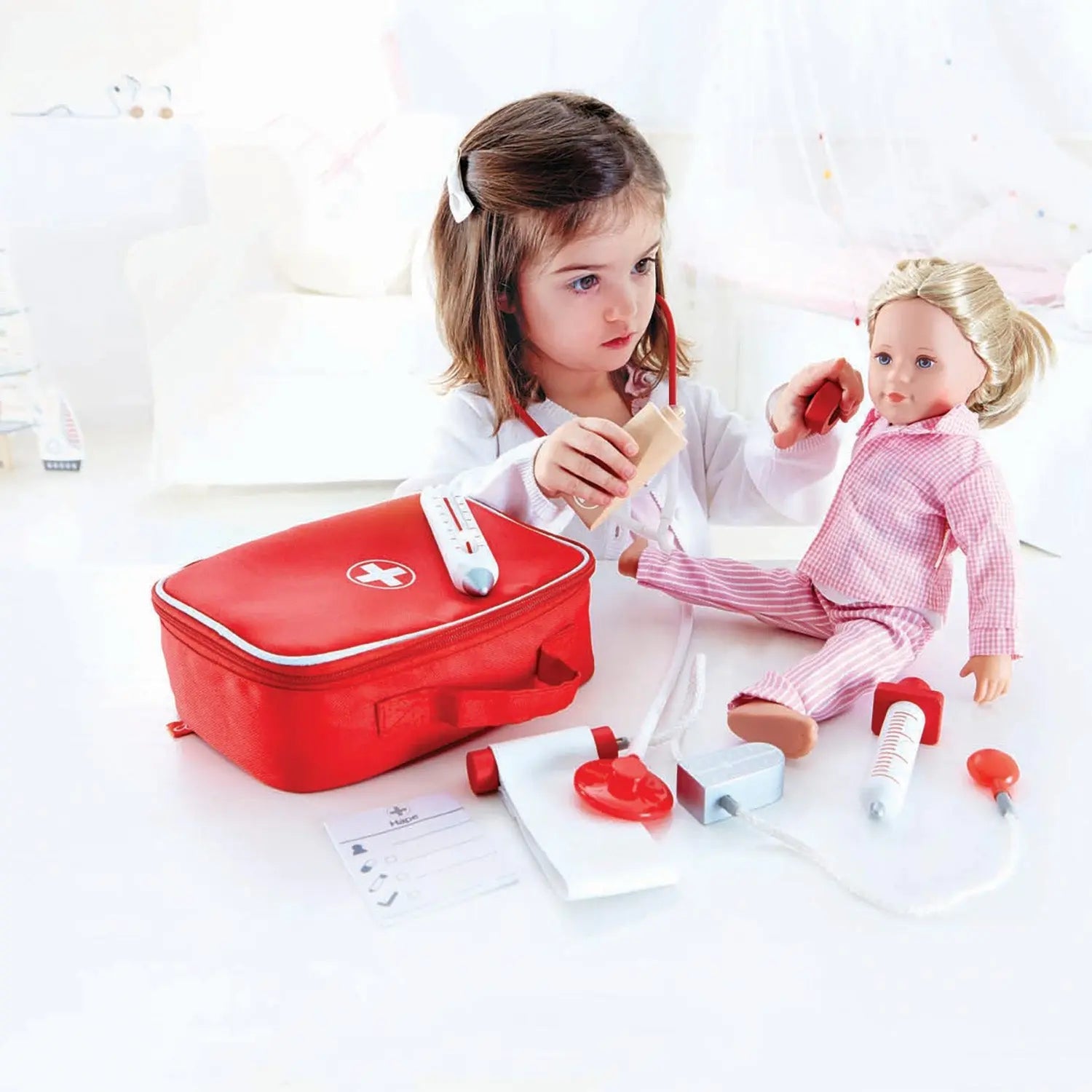 Fidtoy Kids Doctor Play Set Wooden Medical Role Play Toy Kit
