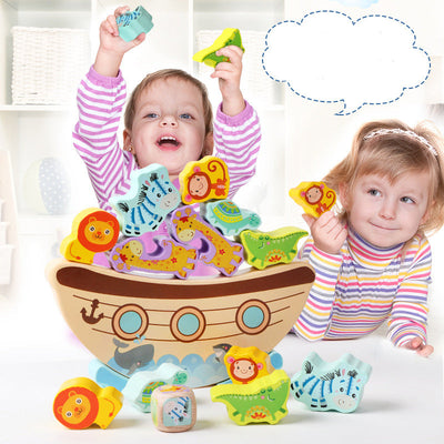 Fidtoy Noah's Ark Wooden Balance Stacking Blocks