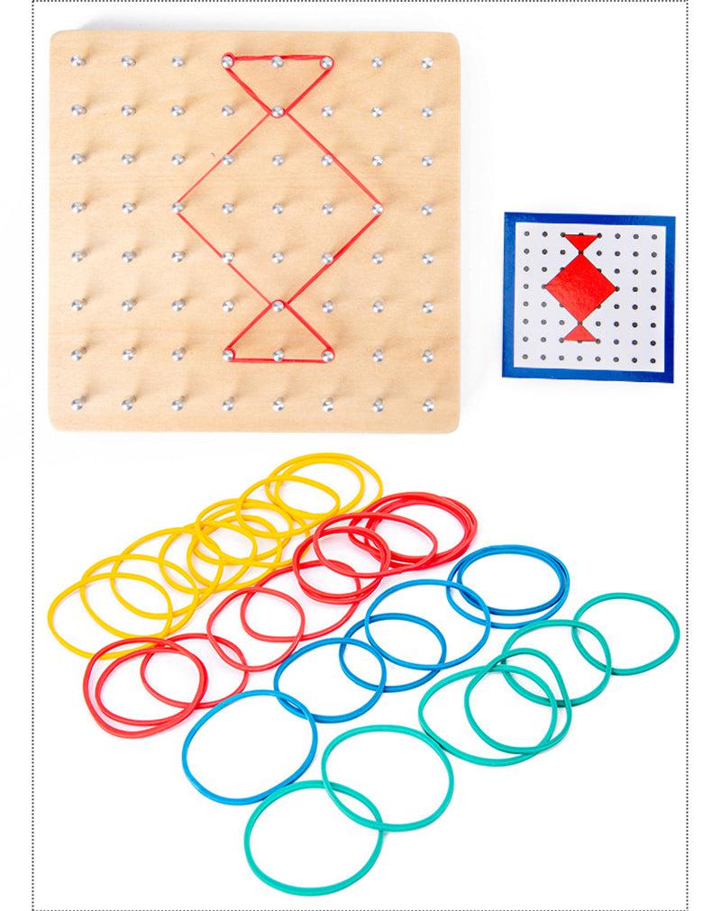 Fidtoy Wooden Geoboard Shapes Game – Kids Math & Geometry Learning Toy with Rubber Bands