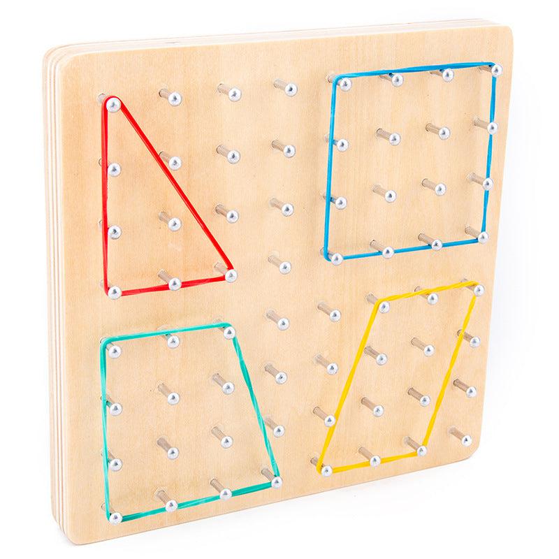 Fidtoy Wooden Geoboard Shapes Game – Kids Math & Geometry Learning Toy with Rubber Bands