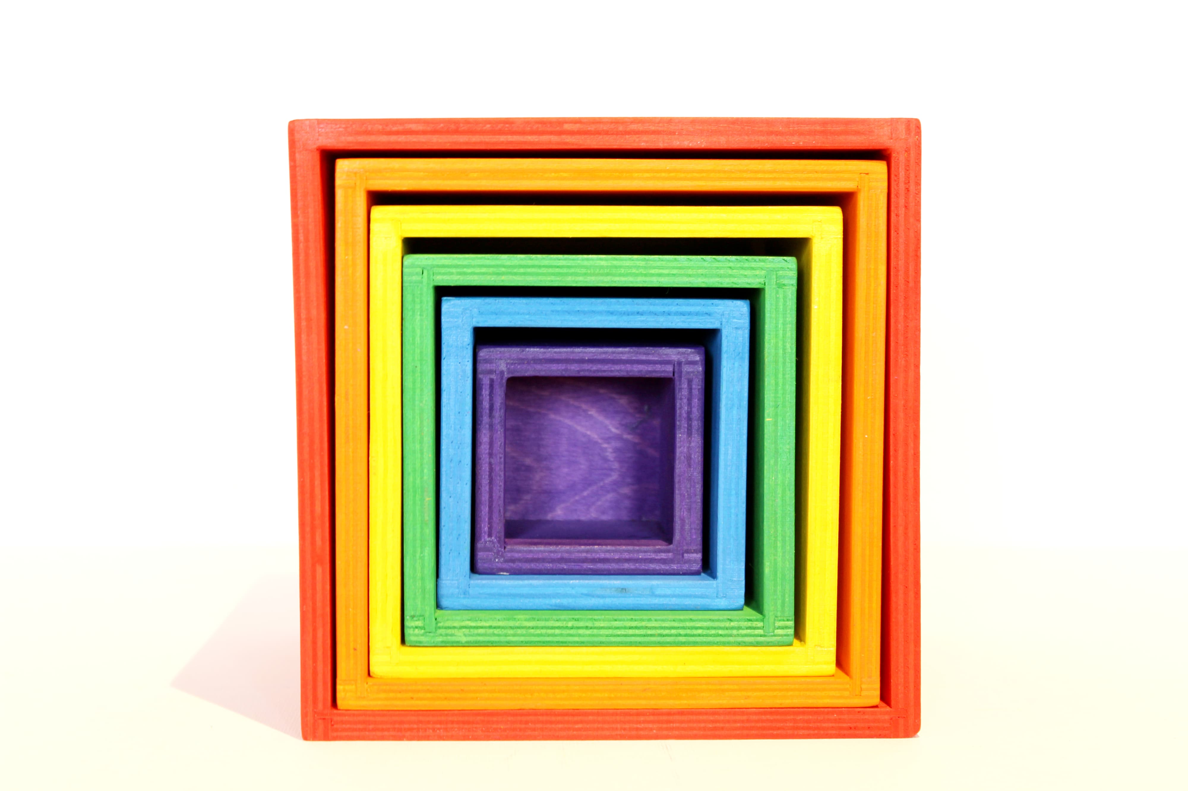 Fidtoy Cajas Apilables de Arcoíris, Juguete de Madera Encajable para Niños de 3+ años