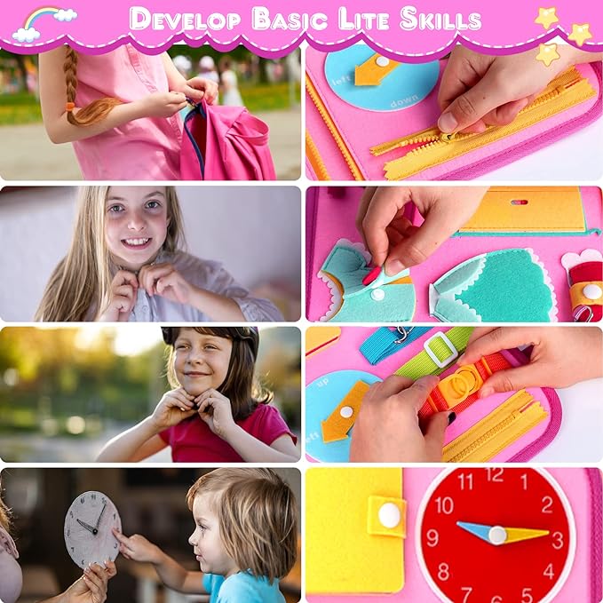 Fidtoy Busy Board for Toddlers – Portable Sensory Activity Board for Travel & Learning