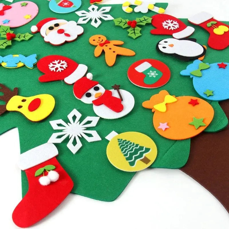 Árbol de Navidad de Fieltro Fidtoy para Niños – Decoración Navideña de Bricolaje de 94 cm con 26 Adornos de Fieltro Interactivos