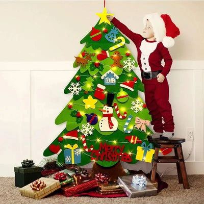 Árbol de Navidad de Fieltro Fidtoy para Niños – Decoración Navideña de Bricolaje de 94 cm con 26 Adornos de Fieltro Interactivos