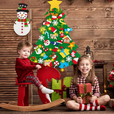 Árbol de Navidad de Fieltro Fidtoy para Niños – Decoración Navideña de Bricolaje de 94 cm con 26 Adornos de Fieltro Interactivos