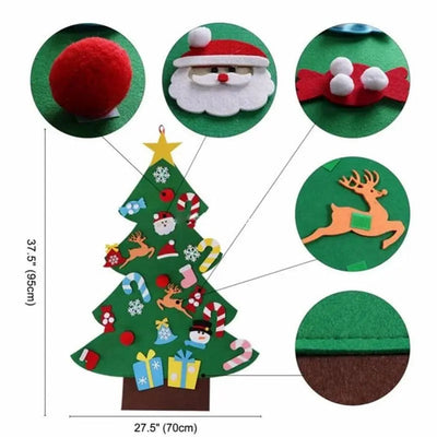 Árbol de Navidad de Fieltro Fidtoy para Niños – Decoración Navideña de Bricolaje de 94 cm con 26 Adornos de Fieltro Interactivos