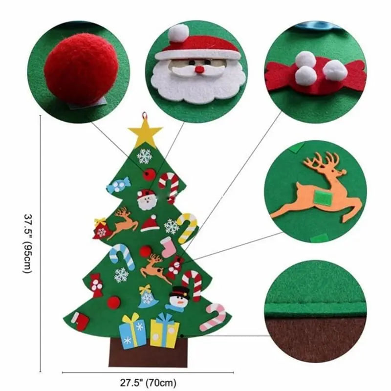 Árbol de Navidad de Fieltro Fidtoy para Niños – Decoración Navideña de Bricolaje de 94 cm con 26 Adornos de Fieltro Interactivos