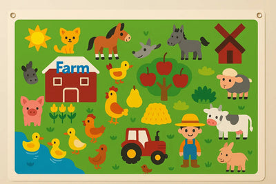 Fidtoy Kit de Ferme Interactive – Tableau en Feutre Montessori pour Histoires et Apprentissage Précoce des Tout-Petits