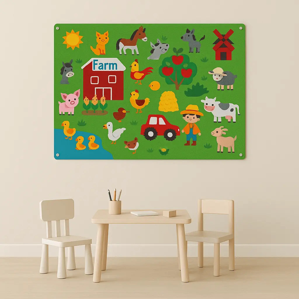 Fidtoy Kit de Ferme Interactive – Tableau en Feutre Montessori pour Histoires et Apprentissage Précoce des Tout-Petits