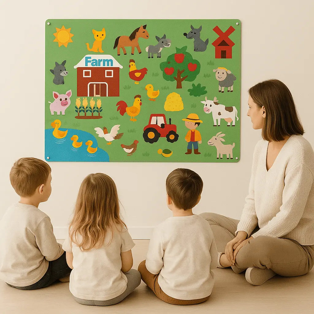 Fidtoy Kit de Ferme Interactive – Tableau en Feutre Montessori pour Histoires et Apprentissage Précoce des Tout-Petits