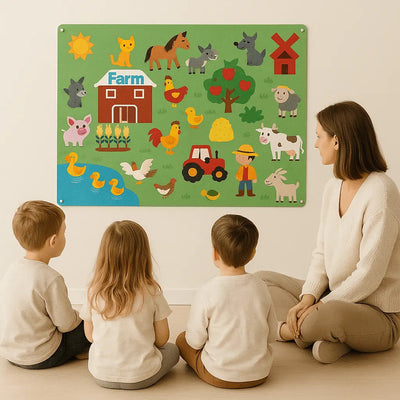 Fidtoy Kit de Ferme Interactive – Tableau en Feutre Montessori pour Histoires et Apprentissage Précoce des Tout-Petits