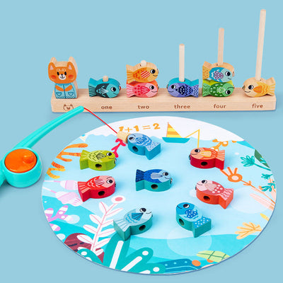 Jeu de pêche et de comptage magnétique en bois - Jouets mathématiques