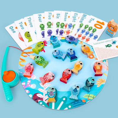 Jeu de pêche et de comptage magnétique en bois - Jouets mathématiques