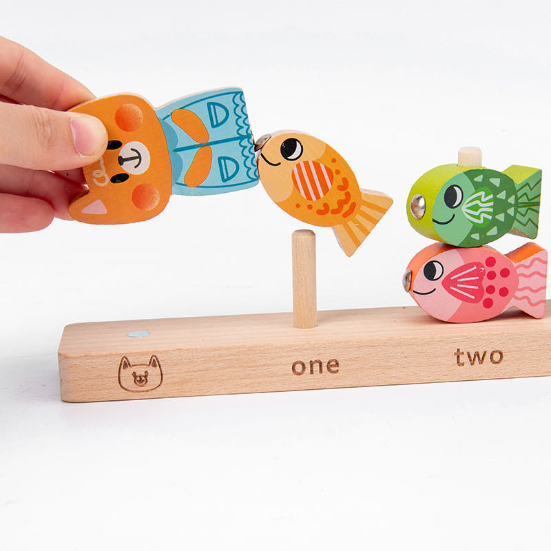 Jeu de pêche et de comptage magnétique en bois - Jouets mathématiques
