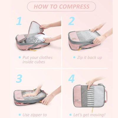 Foviel T1 Compression Packing Cubes Set | 6-Piece Expandable Travel Organizers