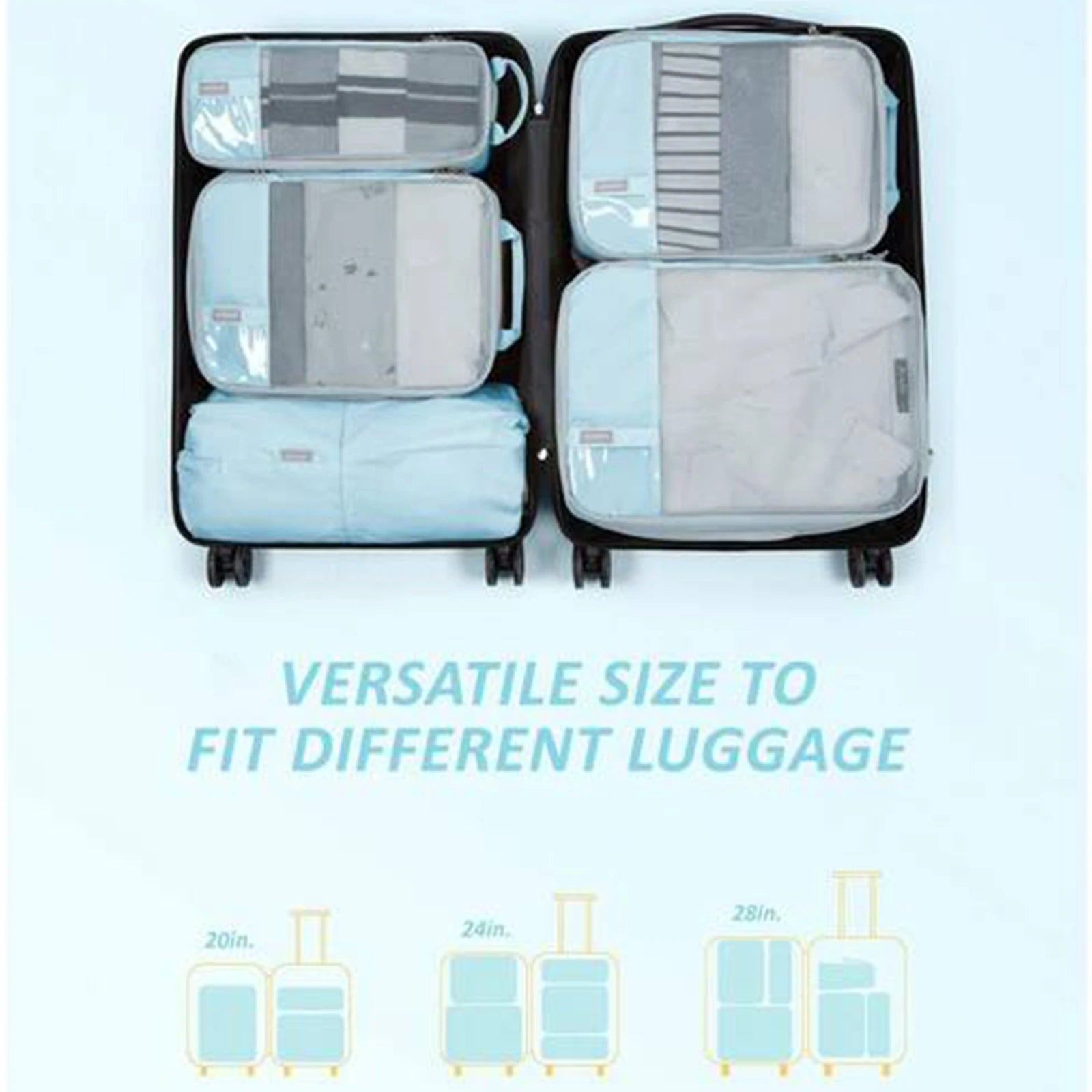 Foviel T1 Compression Packing Cubes Set | 6-Piece Expandable Travel Organizers