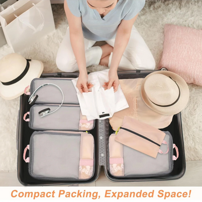 Foviel T1 Compression Packing Cubes Set | 6-Piece Expandable Travel Organizers