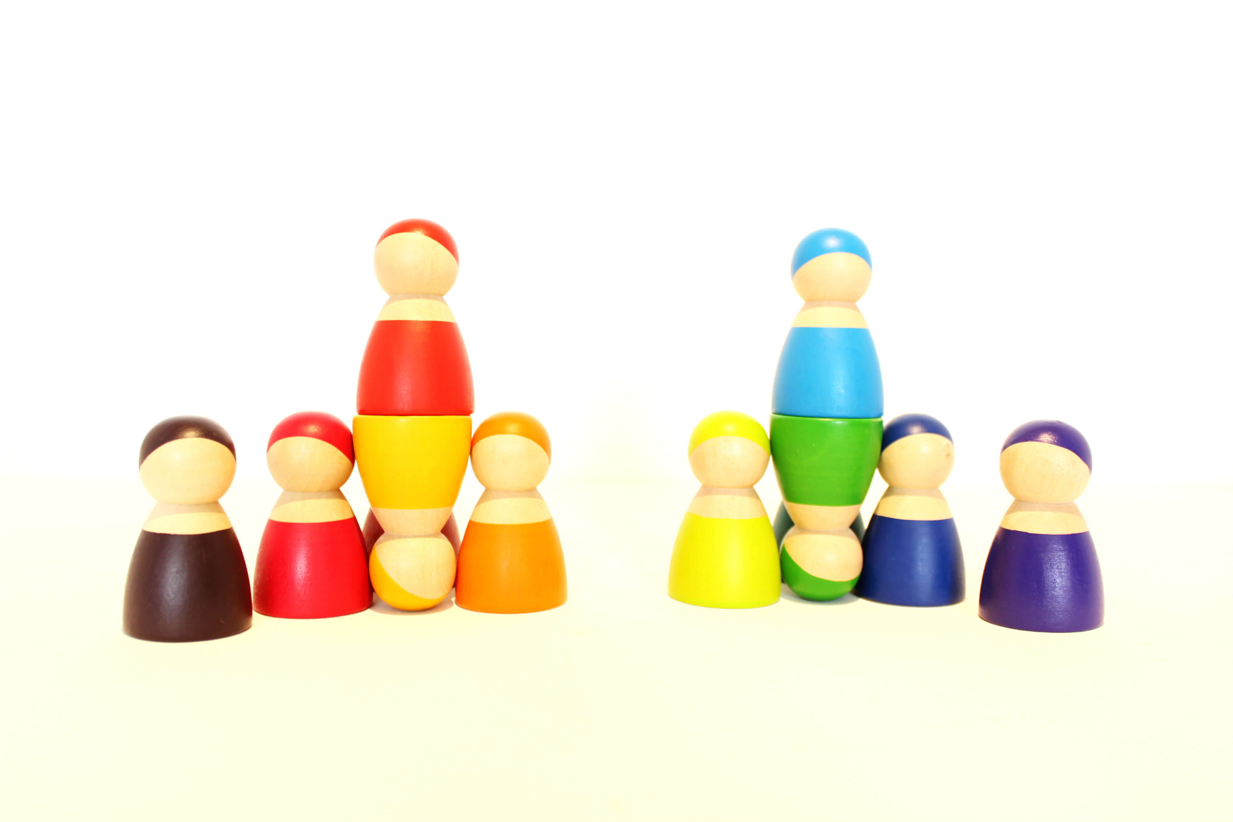 Fidtoy Amis en Bois Arc-en-ciel, Set de Poupées en Bois pour Enfants 3 ans et plus