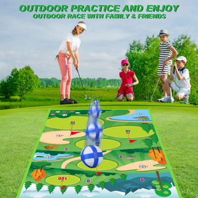 Jeu de golf d'adresse en extérieur avec tapis de practice pour enfants