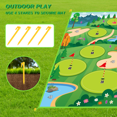 Jeu de golf d'adresse en extérieur avec tapis de practice pour enfants