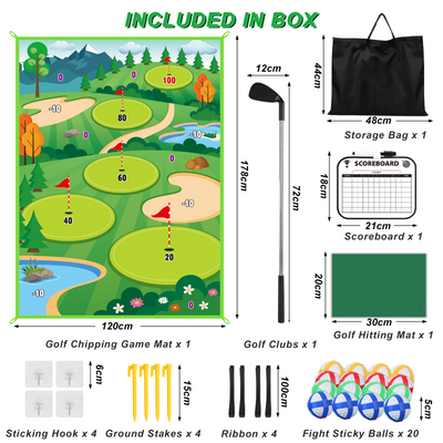 Jeu de golf d'adresse en extérieur avec tapis de practice pour enfants