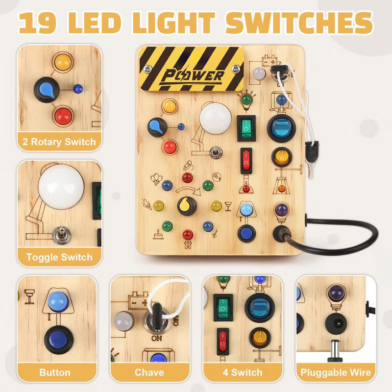 LED Montessori Busy Board - Sensory Learning Toy for Toddlers