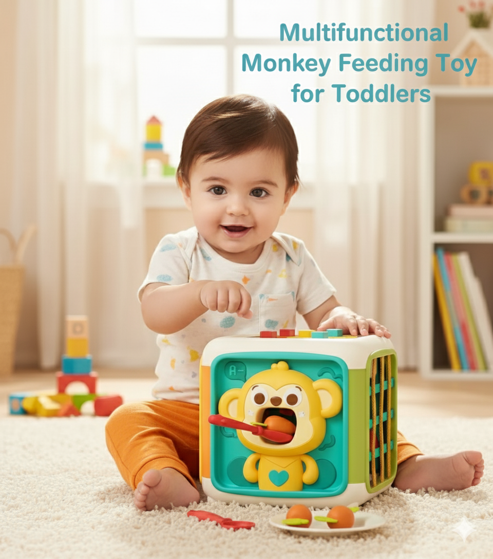 Fidtoy Montessori Busy Activity Cube for Toddlers 3+ – Six-Sided Sensory Learning Cube with Switches, Locks, Buttons, Gears & Fine Motor Skills Activities