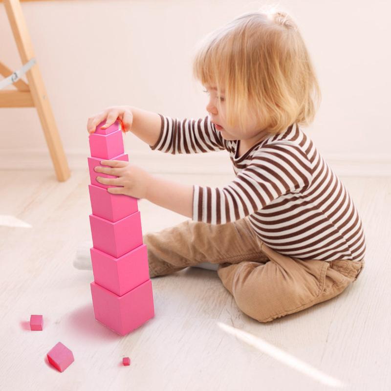 Fidtoy Pink Tower Montessori Sensorial Stacking Toy for Kids