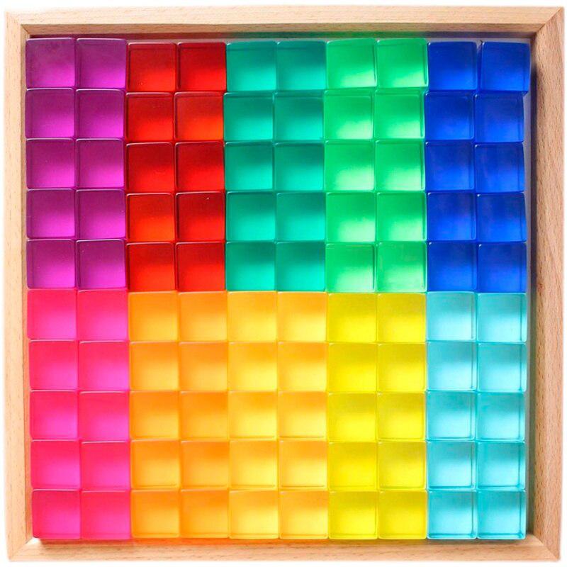 Fidtoy Clear Color Building Cubes – Transparent Acrylic Stacking Blocks for Kids Learning Play