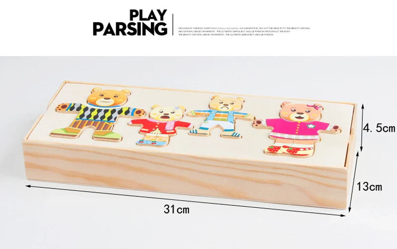 Fidtoy Montessori Wooden Animal Jigsaw Puzzle Toys for Toddlers – Educational & Fun Learning
