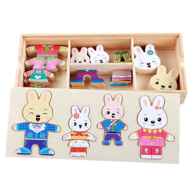 Fidtoy Montessori Wooden Animal Jigsaw Puzzle Toys for Toddlers – Educational & Fun Learning