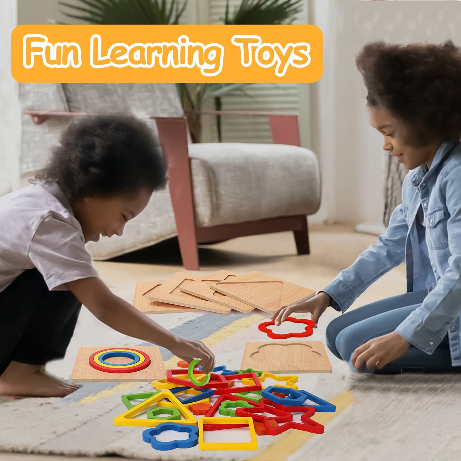 Fidtoy Puzzle en Bois pour Tout-Petits – Jouet Éducatif Montessori d'Apprentissage des Formes pour Enfants de 1 à 6 Ans