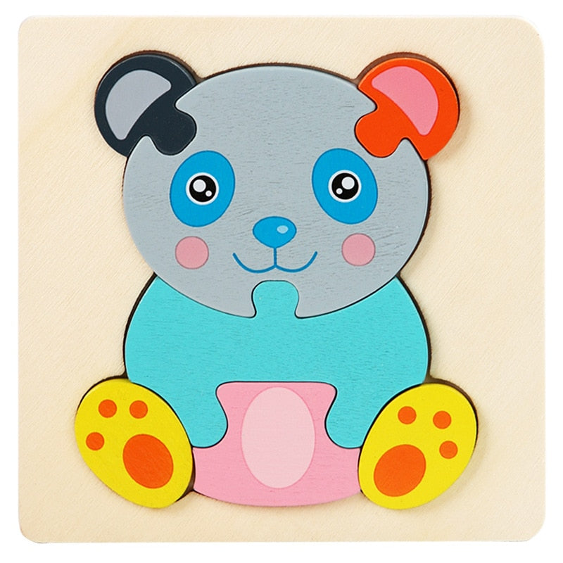 Juego de rompecabezas de madera Fidtoy, 6 unidades, juguete de aprendizaje Montessori