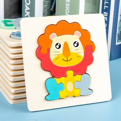 Juego de rompecabezas de madera Fidtoy, 6 unidades, juguete de aprendizaje Montessori