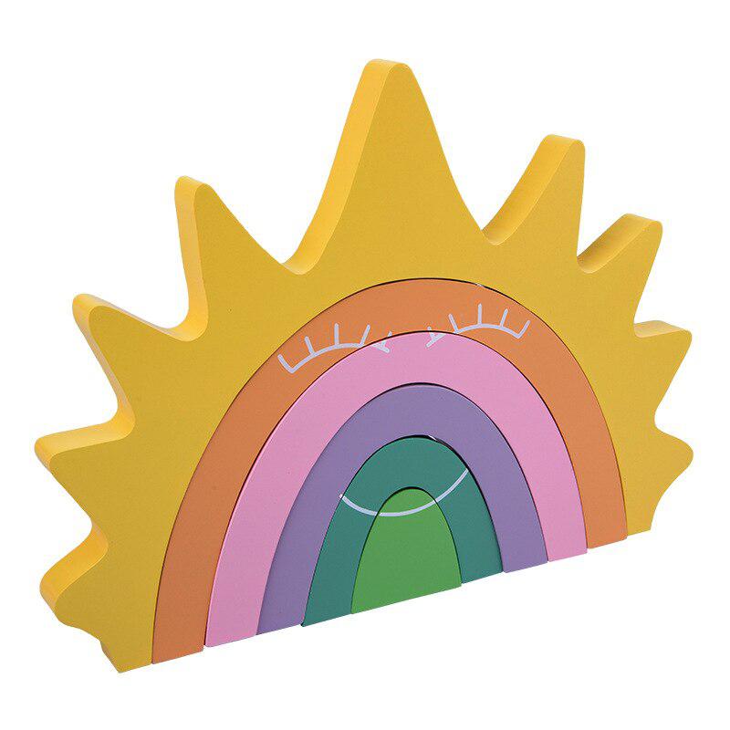 Juego de bloques de madera creativos Fidtoy - Juguete Montessori de apilamiento arcoíris y construcción imaginativa