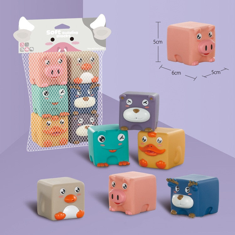 Fidtoy Blocs de construction en silicone pour bébé – Jouets sensoriels souples à empiler pour bébés et tout-petits