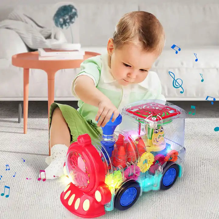 Fidtoy Train musical lumineux pour tout-petits | Jouet interactif pour tout-petits avec lumières et musique