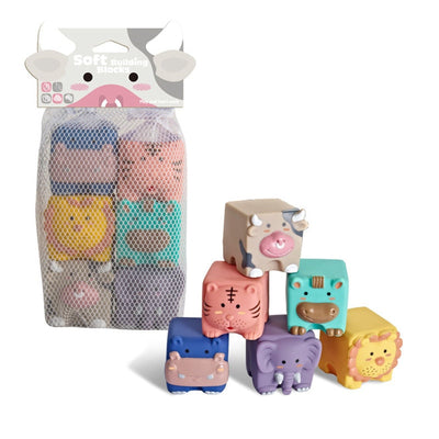 Fidtoy Blocs de construction en silicone pour bébé – Jouets sensoriels souples à empiler pour bébés et tout-petits