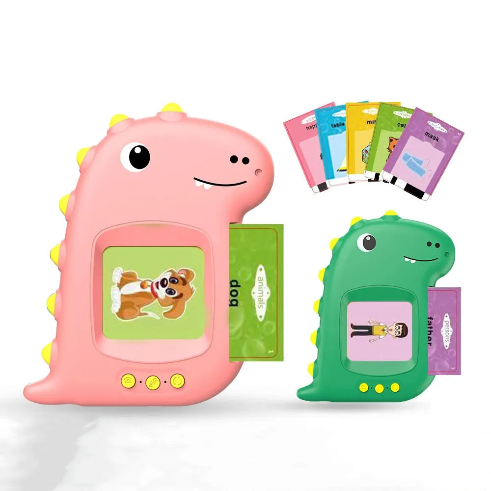 Fidtoy Talking Flash Cards for Toddlers – 224 Words, 112 Double-Sided Dinosaur Learning Cards, Voice Reader, Vocabulary Toy, and Speech Learning Gift