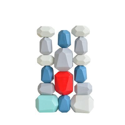 Juguete Montessori de Bloques de Construcción de Piedras de Madera Coloreadas (Coordinación y Concentración)