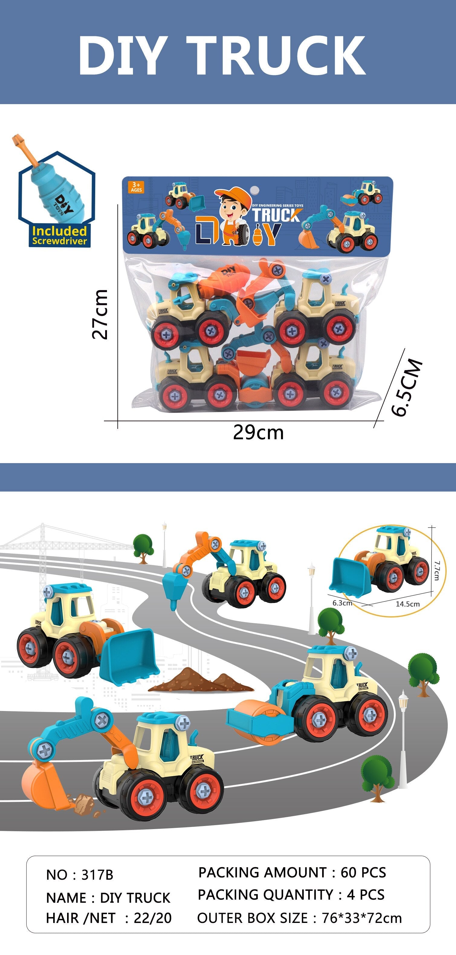 Camion Excavatrice Bulldozer Outil à vis Voiture